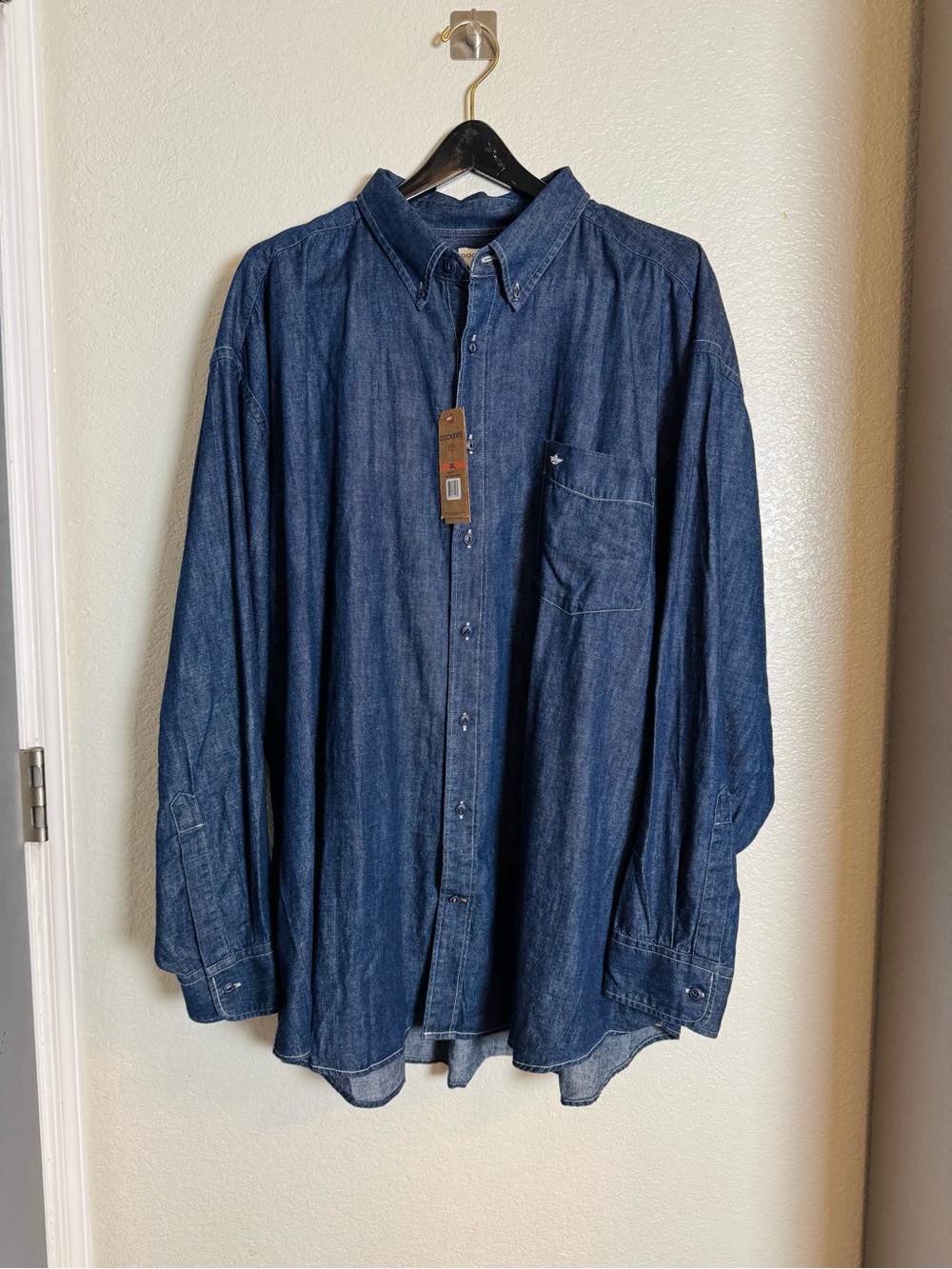 NWT Men’s Dockers Indigo Chambray Cotton Shirt 3XL
